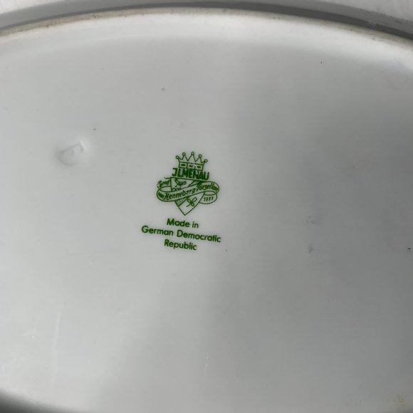 VINTAGE Porcelain Jlmenau Oval Floral Dish German Democratic Republic Germany - Picture 4 of 4